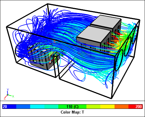 Air Streamlines Colored by Temperature