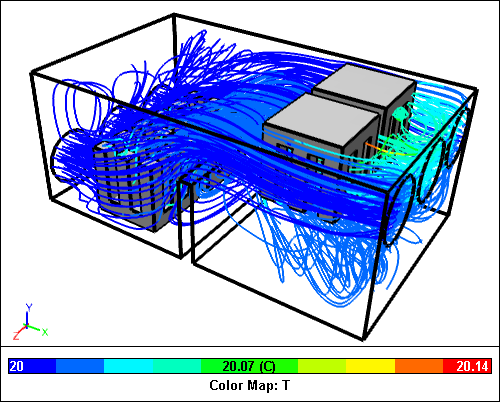 Water Streamlines Colored by Temperature