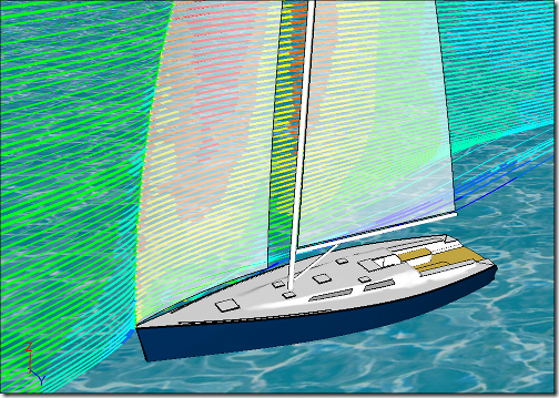 Streamlines Around a Sail Yacht