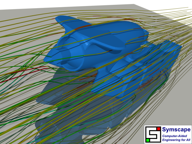 CO2 Jet Car Rear View of Streamlines