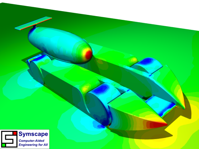 Caedium CFD Simulation of Winning Car: Showing pressure contours