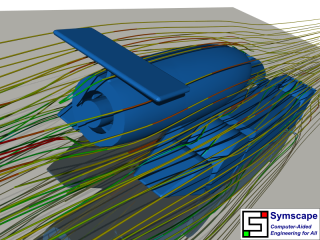 CO2 Jet Car v2 Rear View of Streamlines