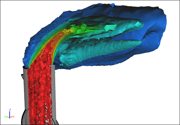 Passive Species Released by a Helix-Fluted Chimney