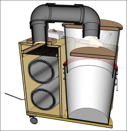 Small Dust Collector SketchUp Model Section