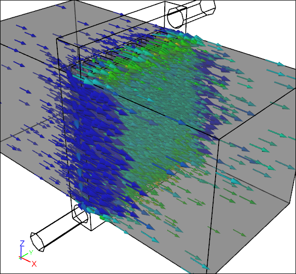 Velocity Vectors Colored by Air Temperature