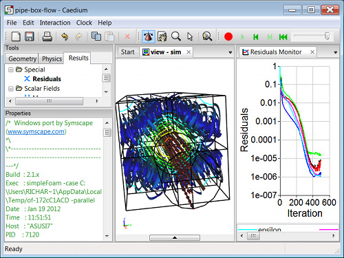 Testing OpenFOAM 2.1.x with Caedium on Windows