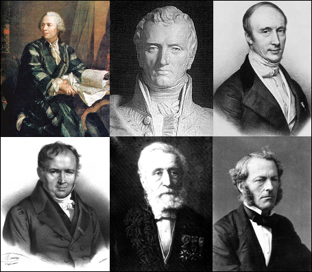 Euler, Navier, Cauchy, Poisson, Saint Venant, and Stokes