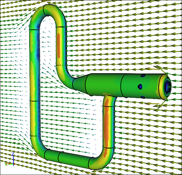 Velocity Vectors and Contours Around The Pitot Tube