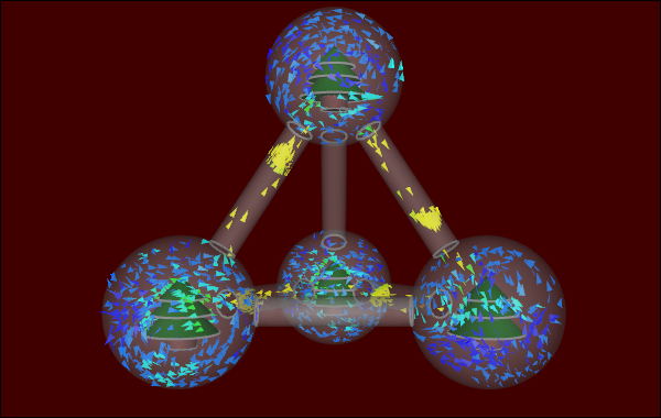 Multiple Interconnected Snow Globes Particles