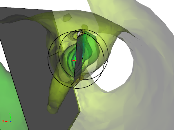 Pressure Iso-Surfaces for Walkalong Tumblewing at 90 Degrees