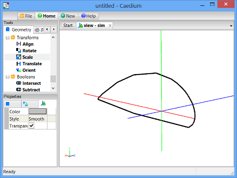 Airfoil scaled in the Y-direction