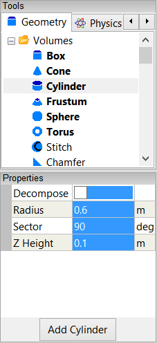 Baffle Cylinder Properties