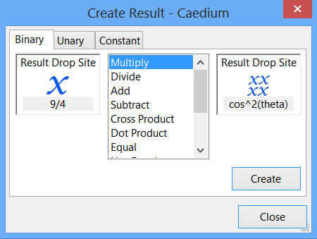 Create Result - 9/4 x cos^2(theta)